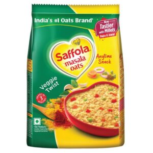 Saffola Masala Oats | Veggie Twist | Anytime Snack | Ready in 3 mins | Millets Goodness