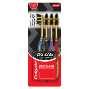 Colgate ZigZag Charcoal Medium Bristle Manual Toothbrush for Adults